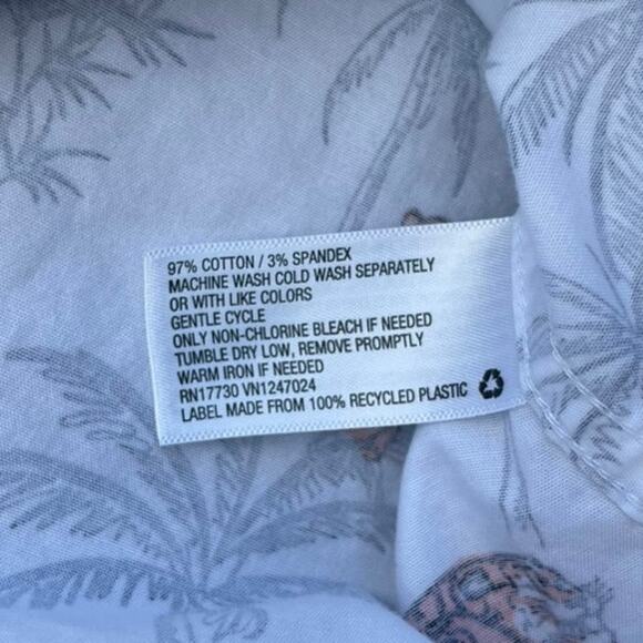 Goodfellow&Co Short Sleeve Collared Button Down Tiger Palm Tree Shirt Men L Slim - Picture 5 of 7